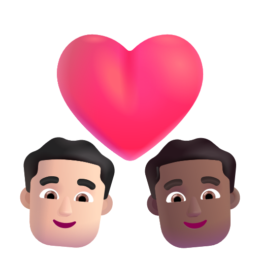 Couple With Heart: Man, Man: Medium-Dark Skin Tone on Microsoft 3D