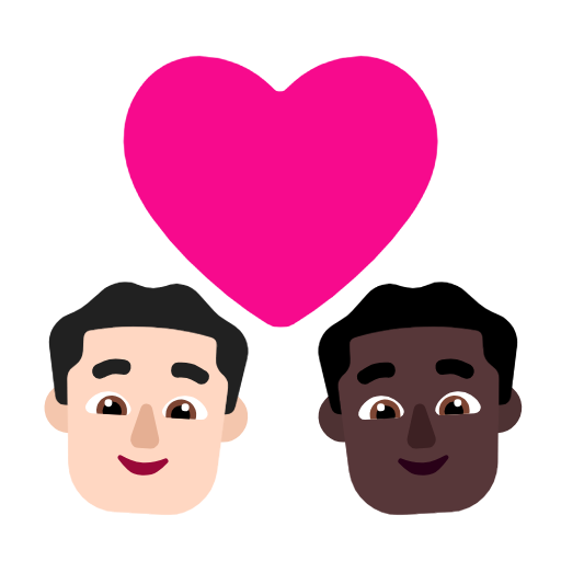 Couple With Heart: Man, Man: Dark Skin Tone on Microsoft Fluent