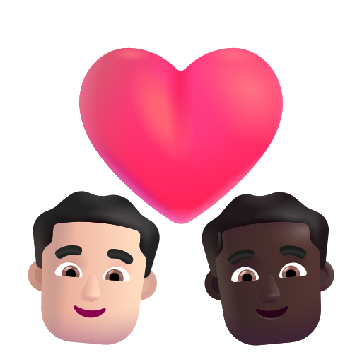 Couple With Heart: Man, Man: Dark Skin Tone on Microsoft 3D