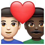 Couple With Heart: Man, Man: Dark Skin Tone on WhatsApp