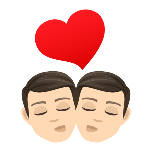 Kiss: Man, Man: Light Skin Tone on JoyPixels