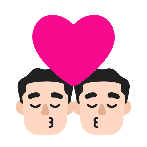 Kiss: Man, Man: Light Skin Tone on Microsoft Fluent