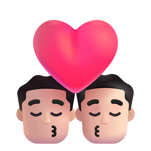 Kiss: Man, Man: Light Skin Tone on Microsoft 3D