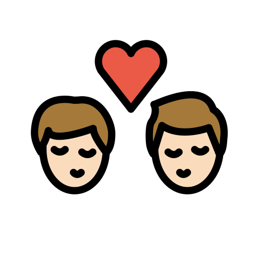 Kiss: Man, Man: Light Skin Tone on OpenMoji