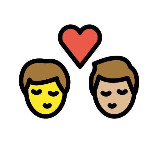 Kiss: Man, Man: Medium-Light Skin Tone on OpenMoji