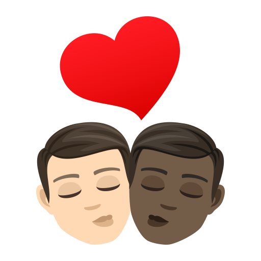 Kiss: Man, Man: Dark Skin Tone on JoyPixels