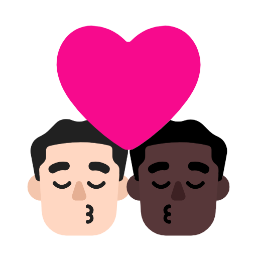 Kiss: Man, Man: Dark Skin Tone on Microsoft Fluent
