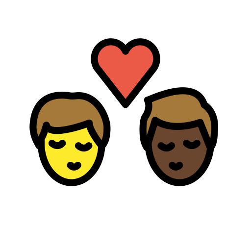 Kiss: Man, Man: Dark Skin Tone on OpenMoji