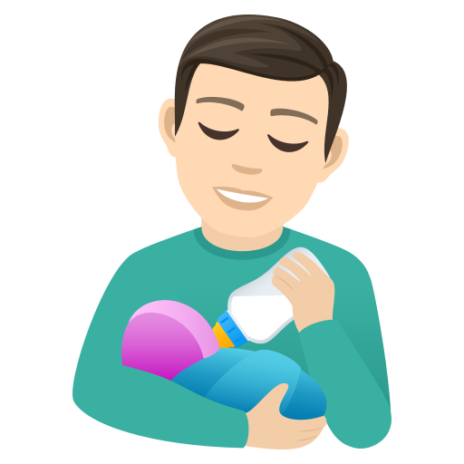 Man Feeding Baby: Light Skin Tone on JoyPixels
