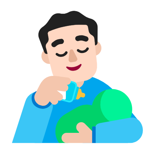 Man Feeding Baby: Light Skin Tone on Microsoft Fluent