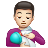 Man Feeding Baby: Light Skin Tone on WhatsApp