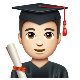 Man Student: Light Skin Tone on WhatsApp