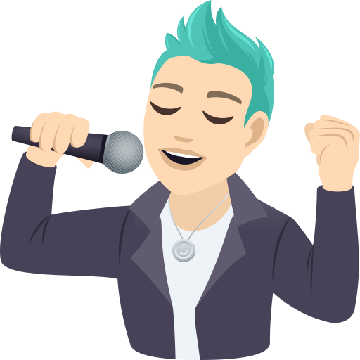 Man Singer: Light Skin Tone on JoyPixels