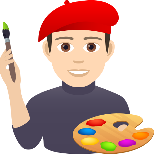 Man Artist: Light Skin Tone on JoyPixels