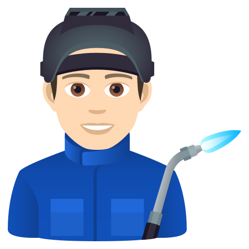 Man Factory Worker: Light Skin Tone on JoyPixels
