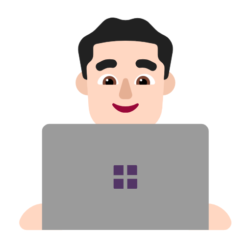 Man Technologist: Light Skin Tone on Microsoft Fluent