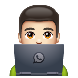 Man Technologist: Light Skin Tone on WhatsApp