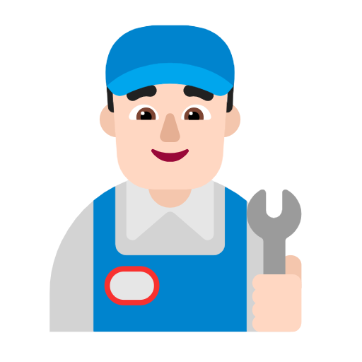 Man Mechanic: Light Skin Tone on Microsoft Fluent