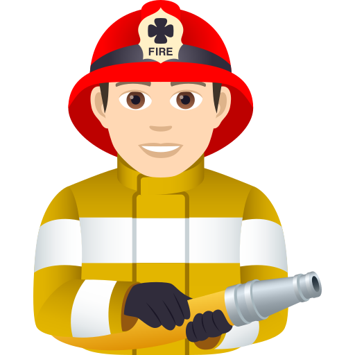 Man Firefighter: Light Skin Tone on JoyPixels