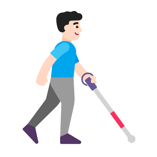 Man With White Cane Facing Right: Light Skin Tone on Microsoft Fluent