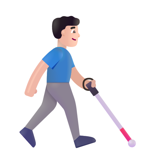 Man With White Cane Facing Right: Light Skin Tone on Microsoft 3D