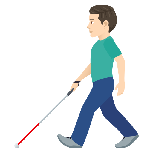 Man With White Cane: Light Skin Tone on JoyPixels