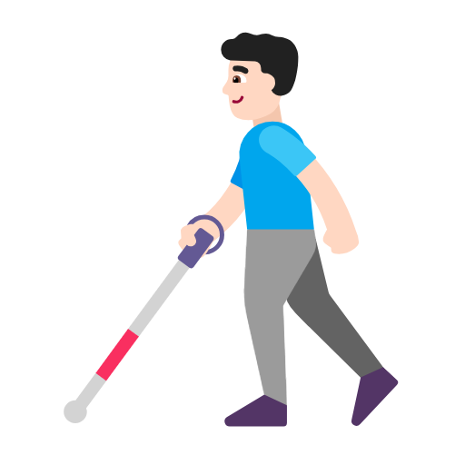 Man With White Cane: Light Skin Tone on Microsoft Fluent