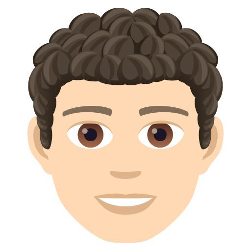 Man: Curly Hair: Light Skin Tone on JoyPixels