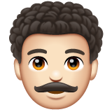 Man: Curly Hair: Light Skin Tone on WhatsApp