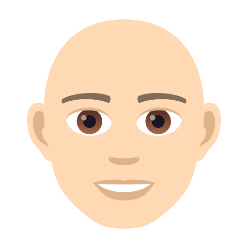 Man: Bald: Light Skin Tone on JoyPixels