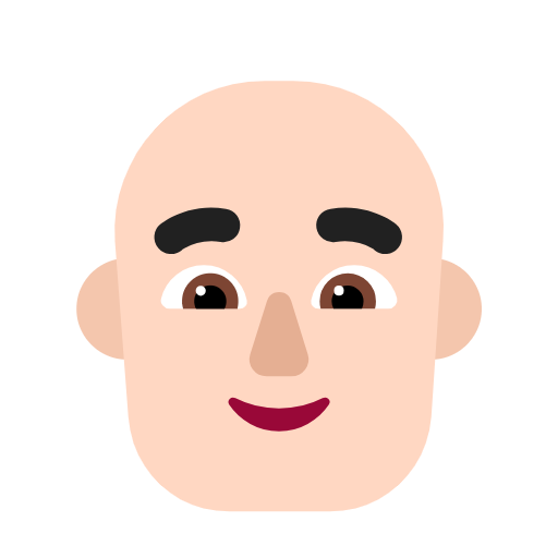 Man: Bald: Light Skin Tone on Microsoft Fluent
