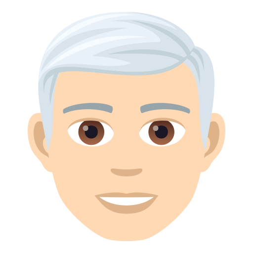 Man: White Hair: Light Skin Tone on JoyPixels