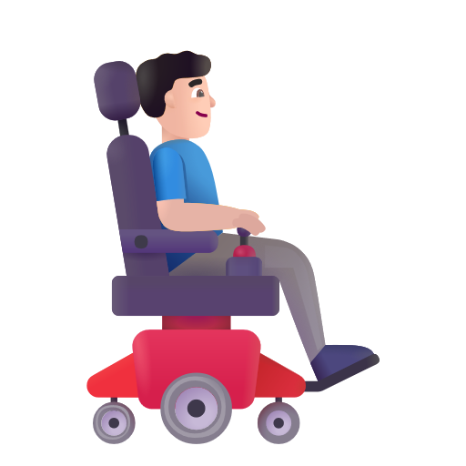 Man In Motorized Wheelchair Facing Right: Light Skin Tone on Microsoft 3D
