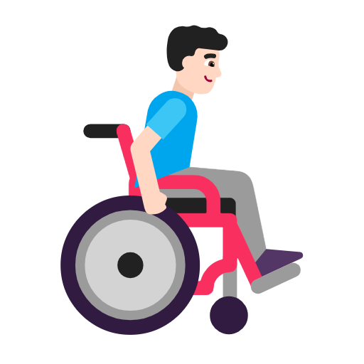 Man In Manual Wheelchair Facing Right: Light Skin Tone on Microsoft Fluent