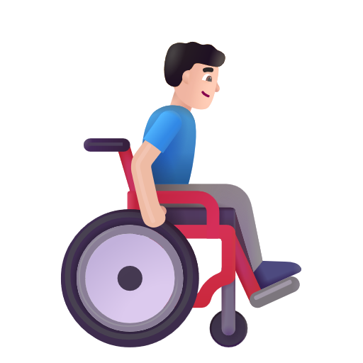 Man In Manual Wheelchair Facing Right: Light Skin Tone on Microsoft 3D
