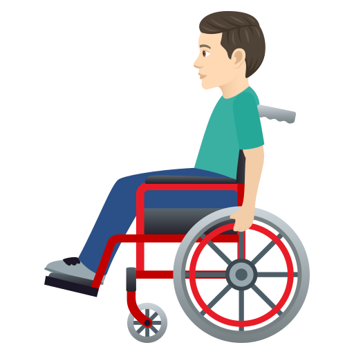 Man In Manual Wheelchair: Light Skin Tone on JoyPixels