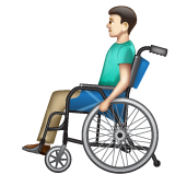 Man In Manual Wheelchair: Light Skin Tone on WhatsApp