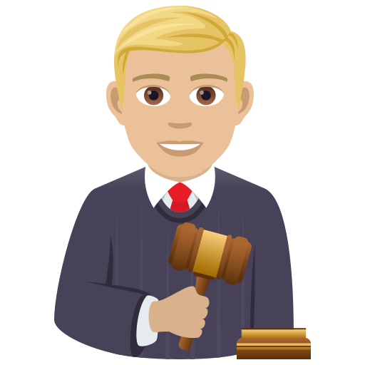 Man Judge: Medium-Light Skin Tone on JoyPixels