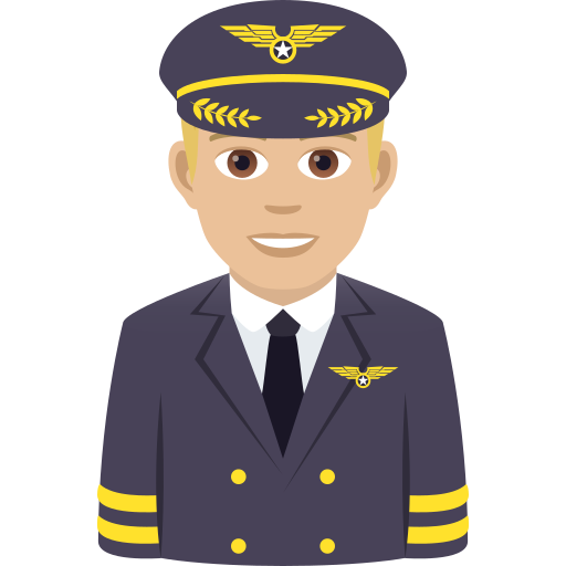 Man Pilot: Medium-Light Skin Tone on JoyPixels