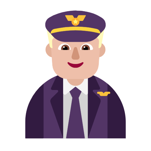 Man Pilot: Medium-Light Skin Tone on Microsoft Fluent