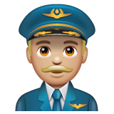 Man Pilot: Medium-Light Skin Tone on WhatsApp