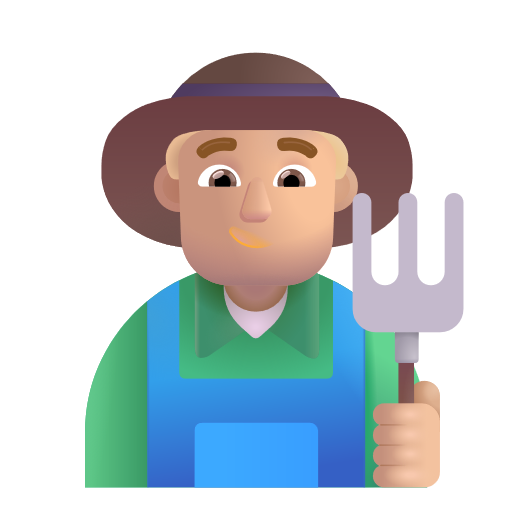 Man Farmer: Medium-Light Skin Tone on Microsoft 3D