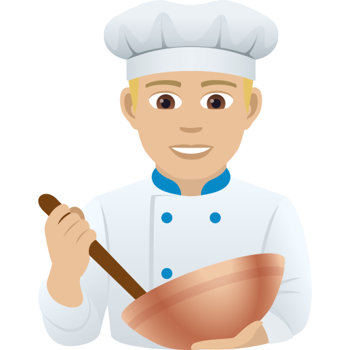 Man Cook: Medium-Light Skin Tone on JoyPixels