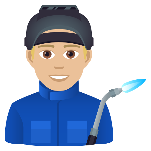 Man Factory Worker: Medium-Light Skin Tone on JoyPixels