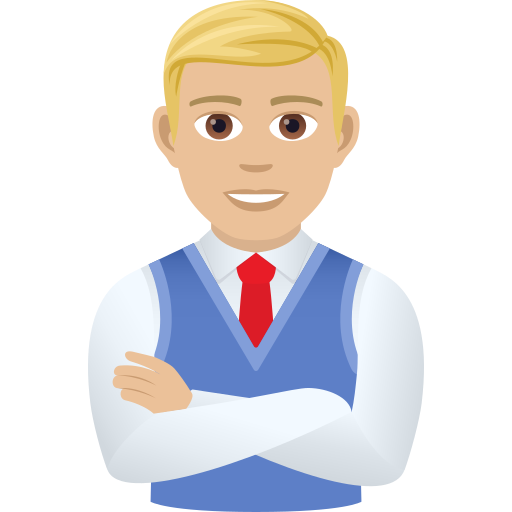 Man Office Worker: Medium-Light Skin Tone on JoyPixels