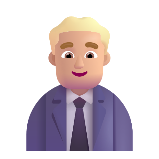 Man Office Worker: Medium-Light Skin Tone on Microsoft 3D