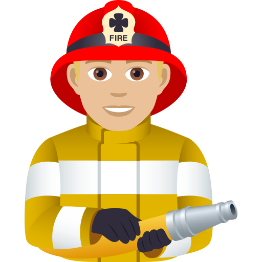 Man Firefighter: Medium-Light Skin Tone on JoyPixels