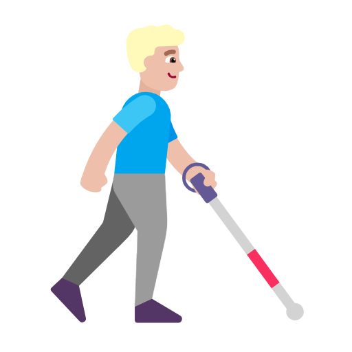 Man With White Cane Facing Right: Medium-Light Skin Tone on Microsoft Fluent