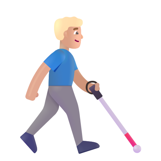 Man With White Cane Facing Right: Medium-Light Skin Tone on Microsoft 3D