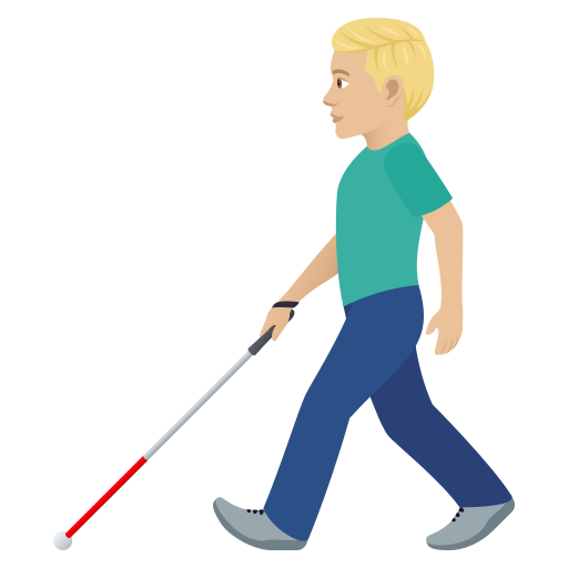 Man With White Cane: Medium-Light Skin Tone on JoyPixels